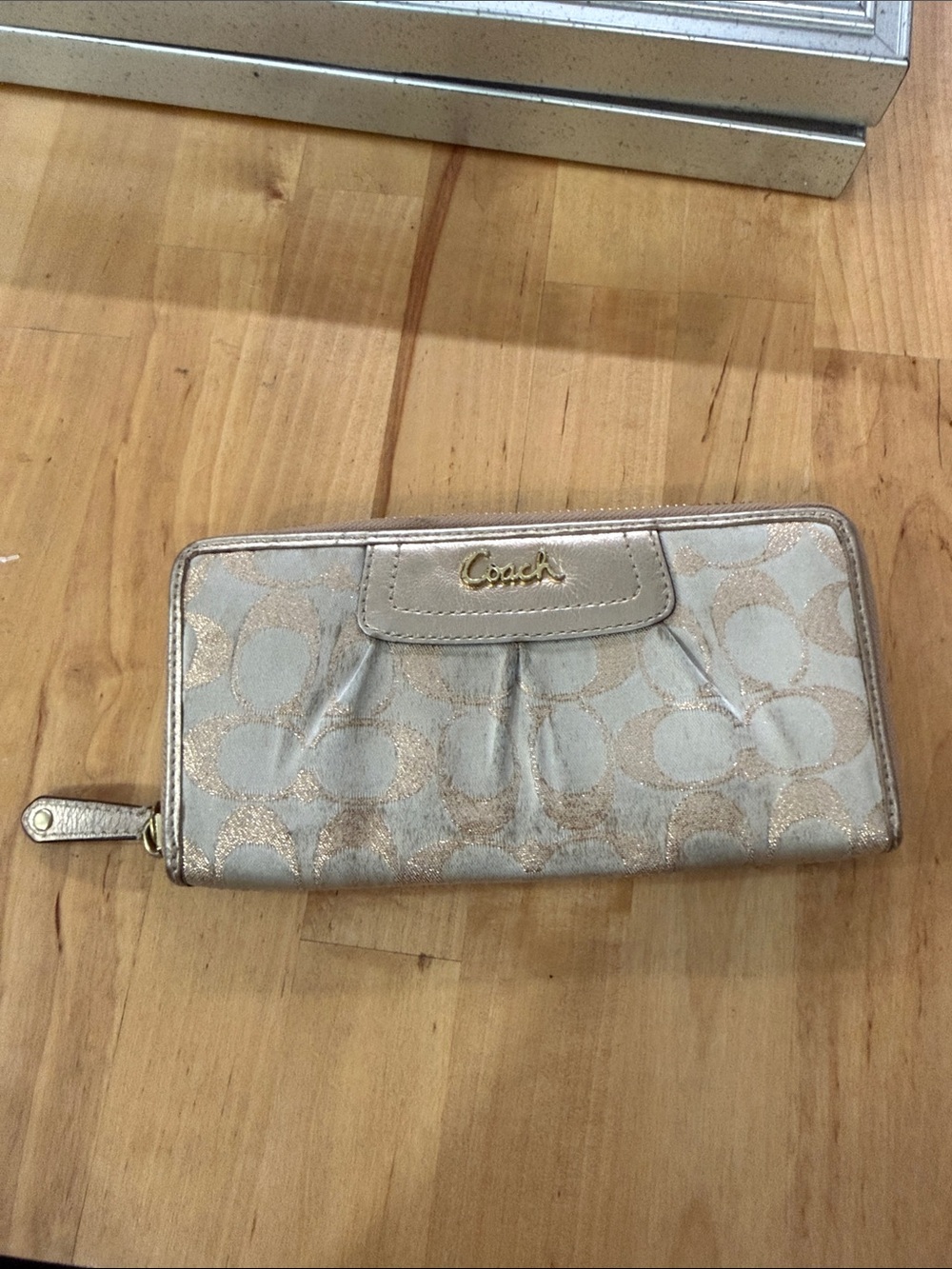 Vintage COACH Long Zip Around Wallet In Signature Canvas